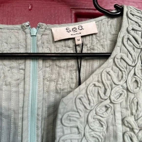 NWT SEA NEW YORK Frida mint green lined Flutter V-Neck Mini Dress M - Picture 7 of 12